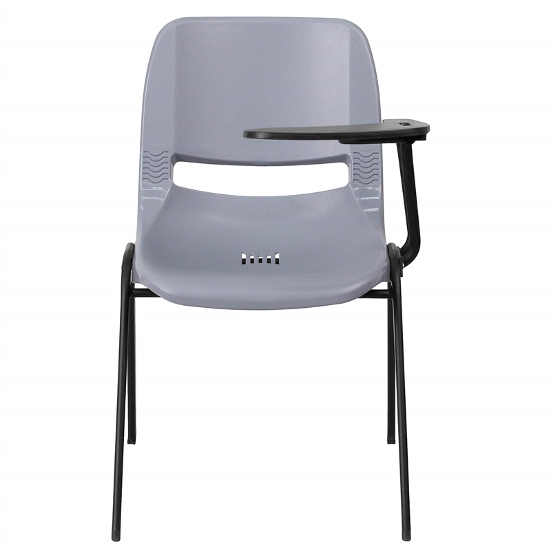 Flash Furniture Plastic Classroom Chair in Gray with Left Arm Tablet