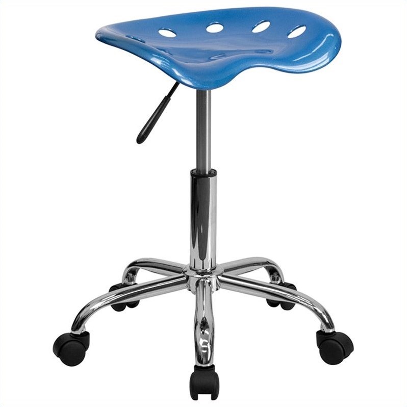Flash Furniture Vibrant Adjustable Bar Stool in Bright Blue