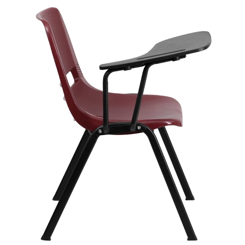 Flash Furniture Plastic Classroom Chair in Burgundy with Left Arm Tablet