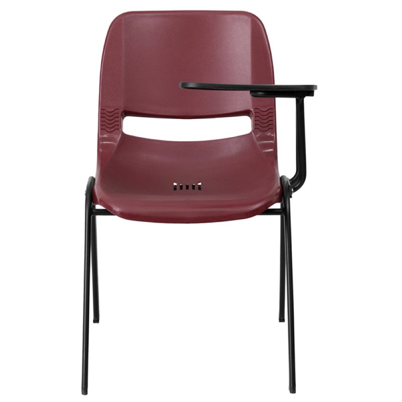 Flash Furniture Plastic Classroom Chair in Burgundy with Left Arm Tablet