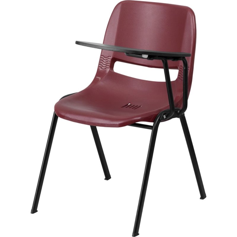 Flash Furniture Plastic Classroom Chair in Burgundy with Left Arm Tablet