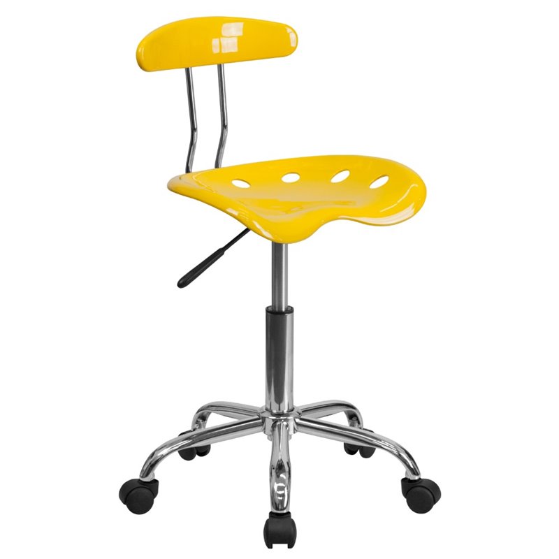 Flash Furniture Low Back Plastic Office Swivel Chair in Yellow LF214