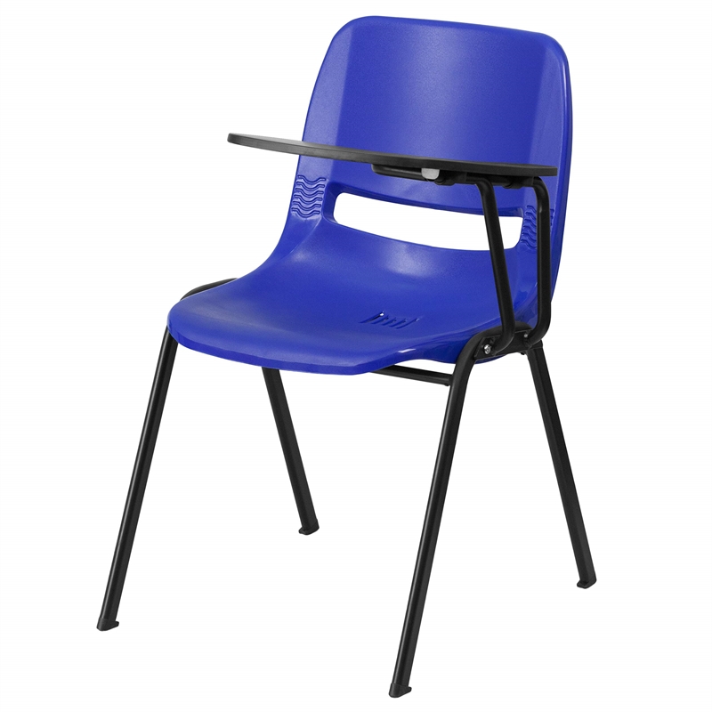 Flash Furniture Plastic Classroom Chair in Blue with Left Arm Tablet