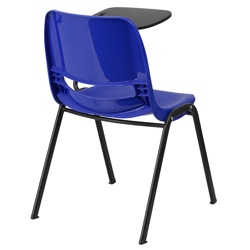 Flash Furniture Plastic Classroom Chair in Blue with Left Arm Tablet