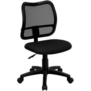 flash furniture contemporary curved mid mesh back office swivel chair in black