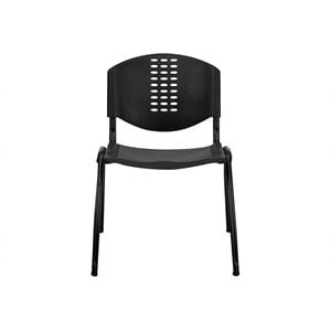 Flash Furniture Hercules Plastic Oval Cutout Back Stacking Chair in Black