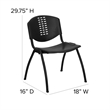 Flash Furniture Hercules Plastic Oval Cutout Back Stacking Chair in Black