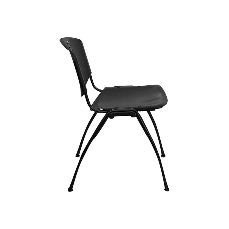Flash Furniture Hercules Plastic Oval Cutout Back Stacking Chair in Black