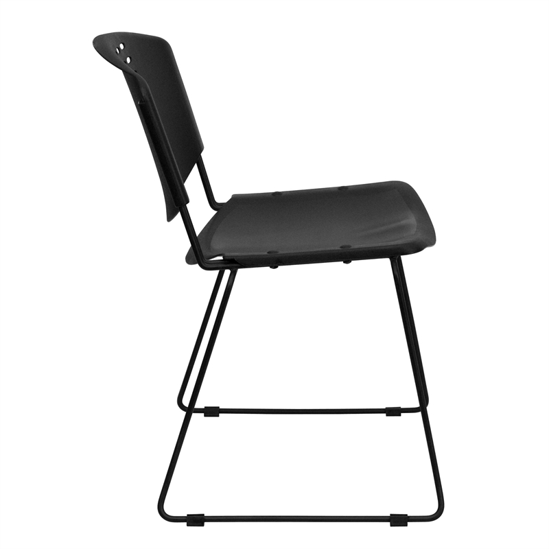 Flash Furniture Hercules Plastic Sled Base Stacking Chair in Black