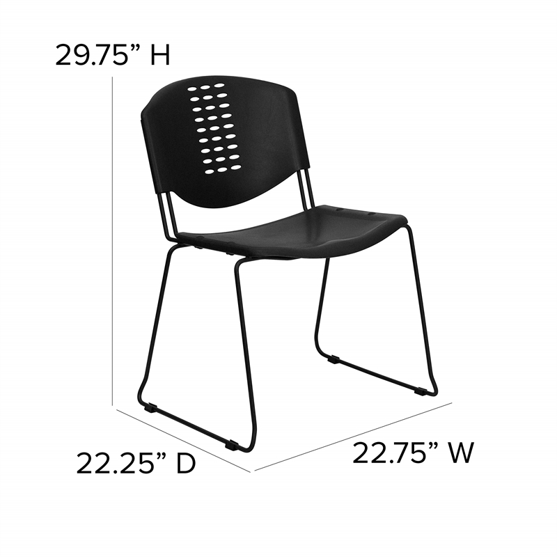 Flash Furniture Hercules Plastic Sled Base Stacking Chair in Black