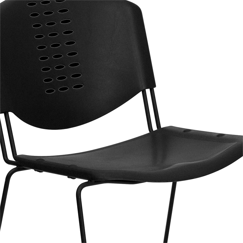 Flash Furniture Hercules Plastic Sled Base Stacking Chair in Black