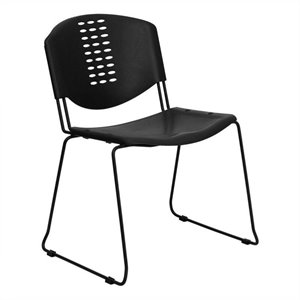flash furniture hercules plastic sled base stacking chair in black
