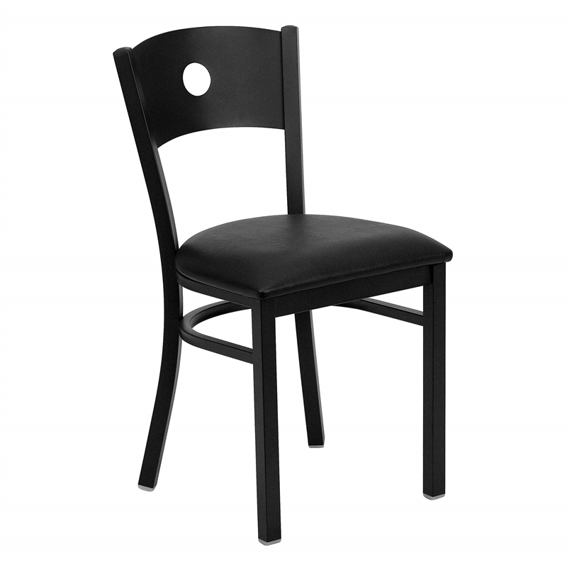 Flash Furniture Hercules Circle Back Metal Dining Chair in Black