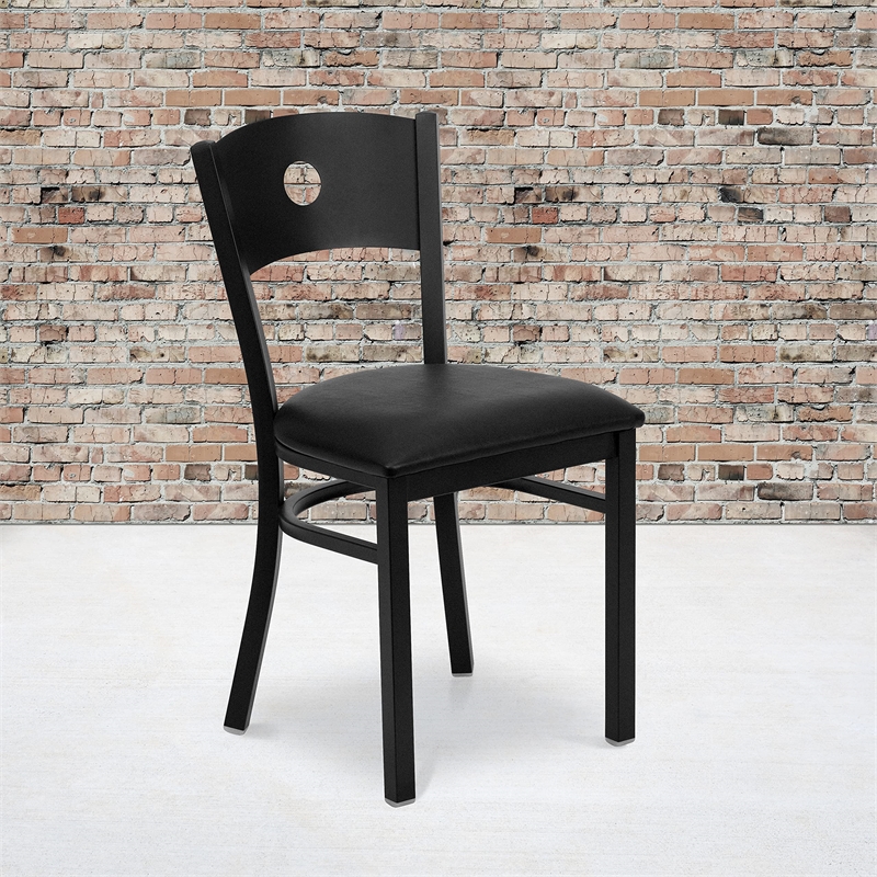 Flash Furniture Hercules Circle Back Metal Dining Chair in Black