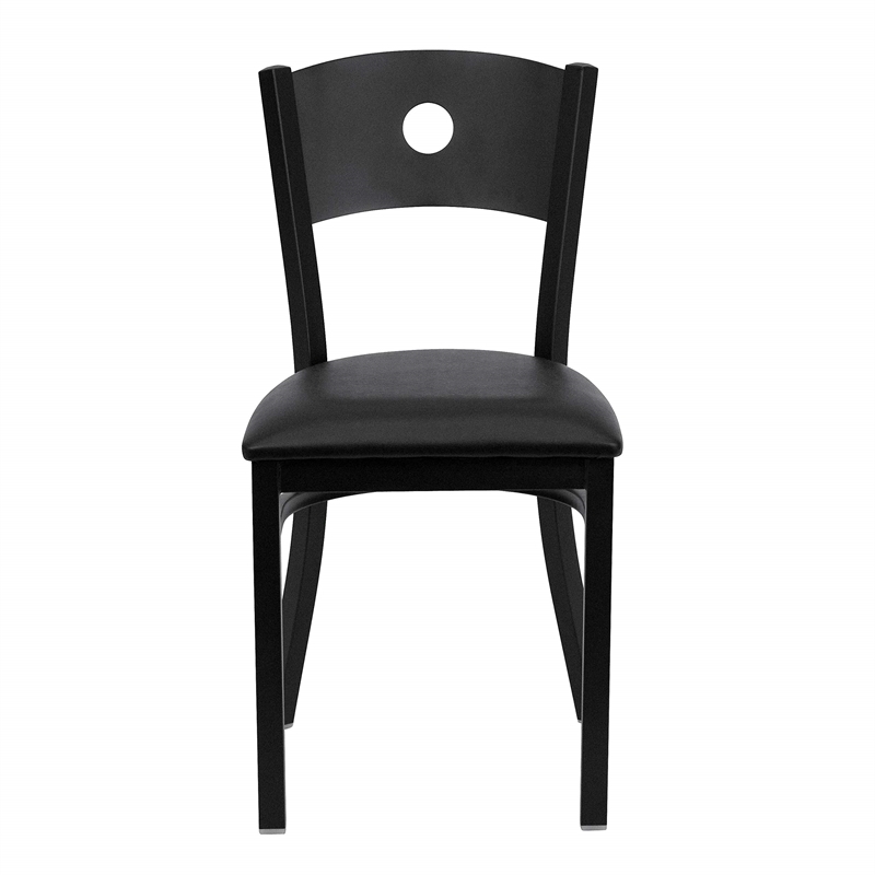 Flash Furniture Hercules Circle Back Metal Dining Chair in Black