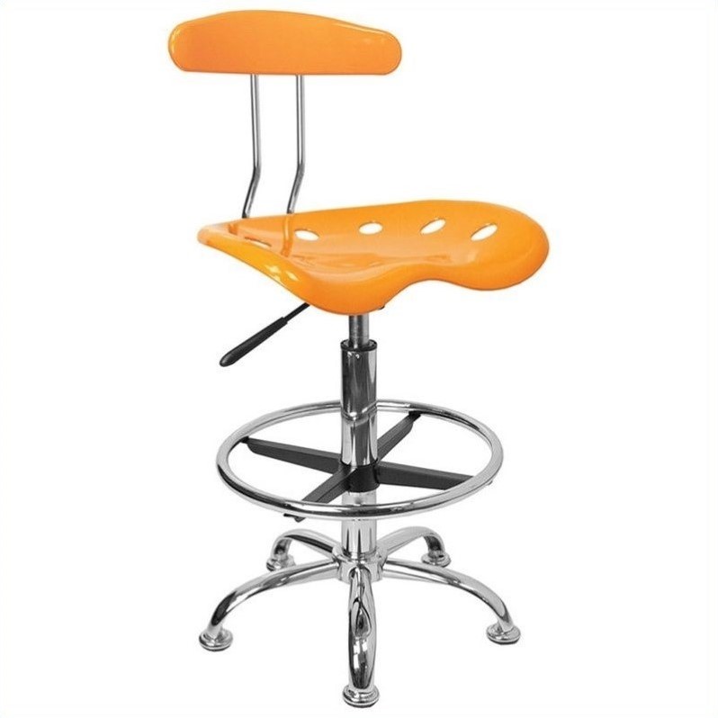 Flash Furniture Vibrant Black and Chrome Drafting Stool with Tractor Seat