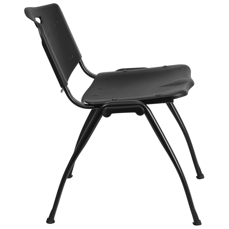 Flash Furniture Hercules Plastic Contoured Back Stacking Chair in Black