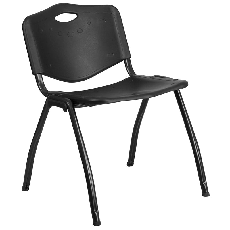 Flash Furniture Hercules Plastic Contoured Back Stacking Chair in Black