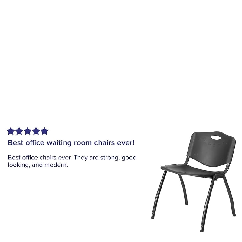 Flash Furniture Hercules Plastic Contoured Back Stacking Chair in Black