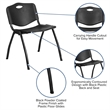 Flash Furniture Hercules Plastic Contoured Back Stacking Chair in Black
