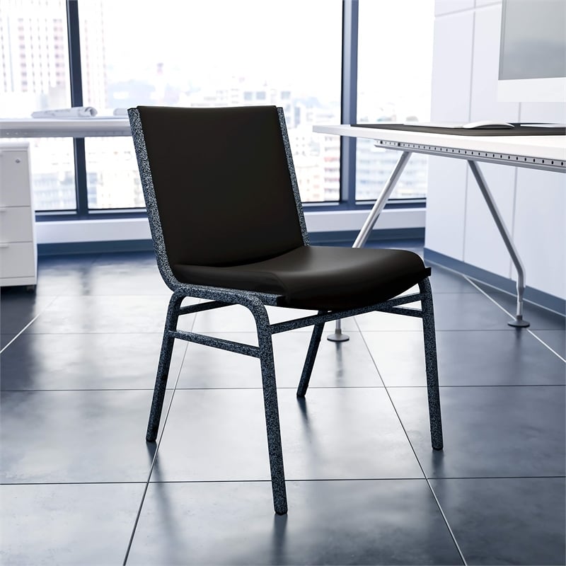 Flash Furniture Hercules Upholstered Stacking Chair in Black Vinyl