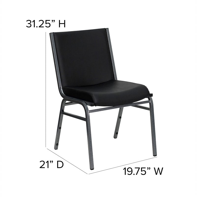 Flash Furniture Hercules Upholstered Stacking Chair in Black Vinyl