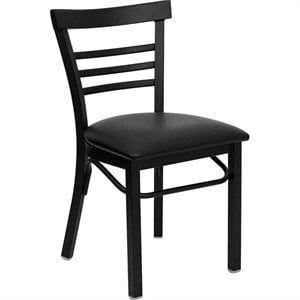 flash furniture hercules ladder back metal dining chair in black