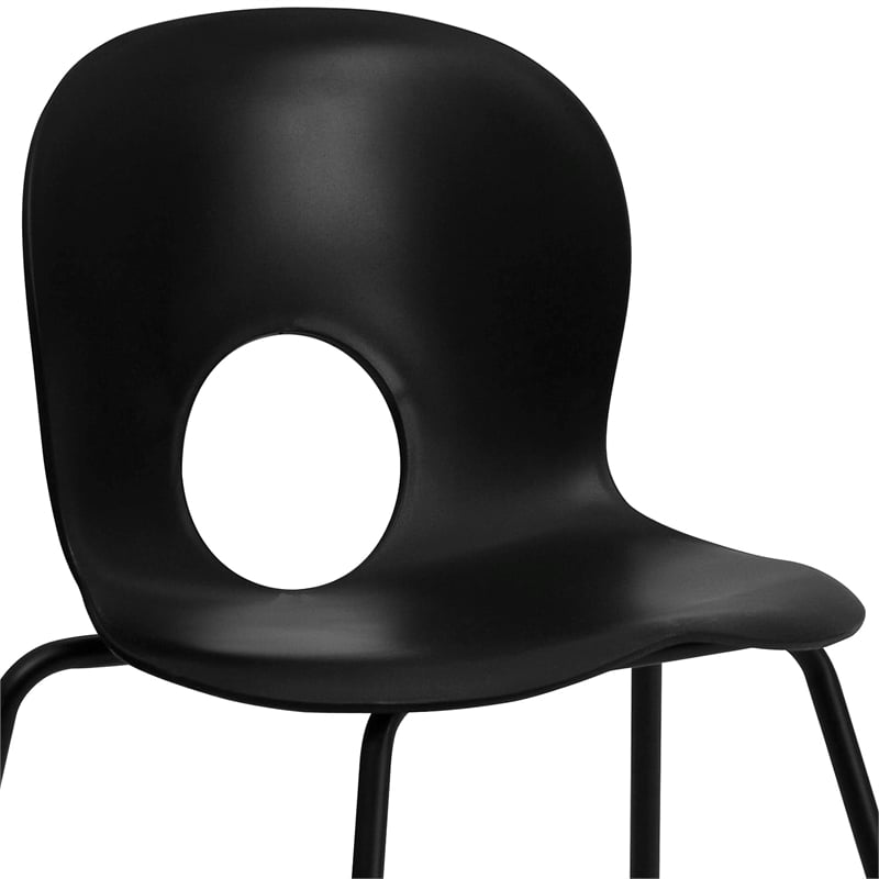 Flash Furniture Hercules Plastic Designer Back Stacking Chair in Black