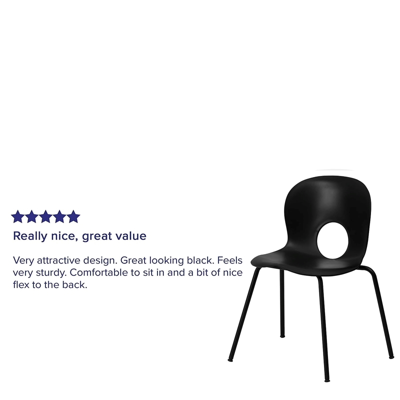 Flash Furniture Hercules Plastic Designer Back Stacking Chair in Black