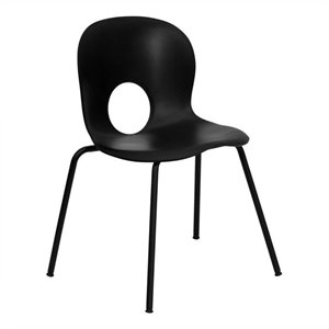 flash furniture hercules plastic designer back stacking chair in black