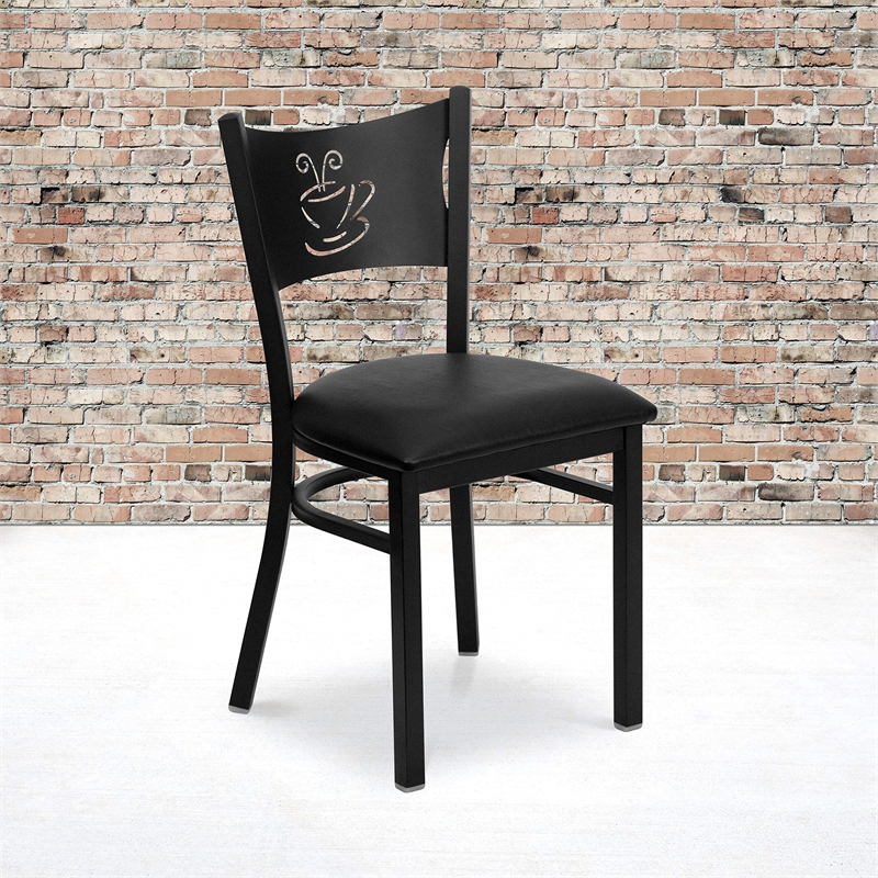 Flash Furniture Hercules Coffee Back Metal Dining Chair in Black