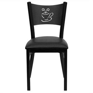 flash furniture hercules coffee back metal dining chair in black