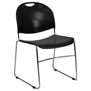Flash Furniture Hercules Ultra Compact Stacking Chair in Black and Chrome