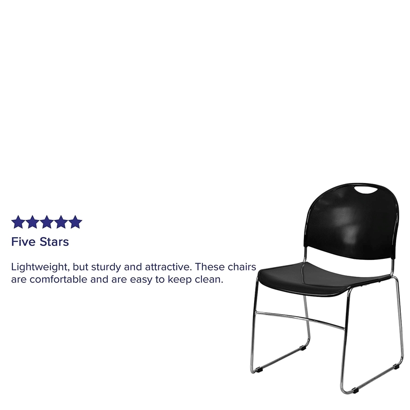 Flash Furniture Hercules Ultra Compact Stacking Chair in Black and Chrome