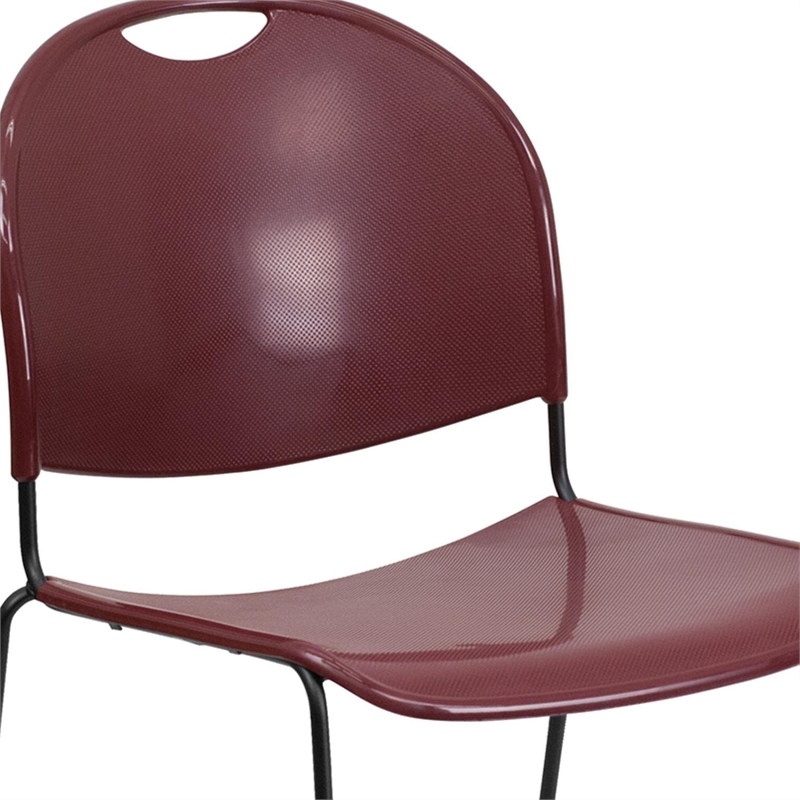 Flash Furniture Hercules Ultra Compact Stacking Chair in Burgundy and Black