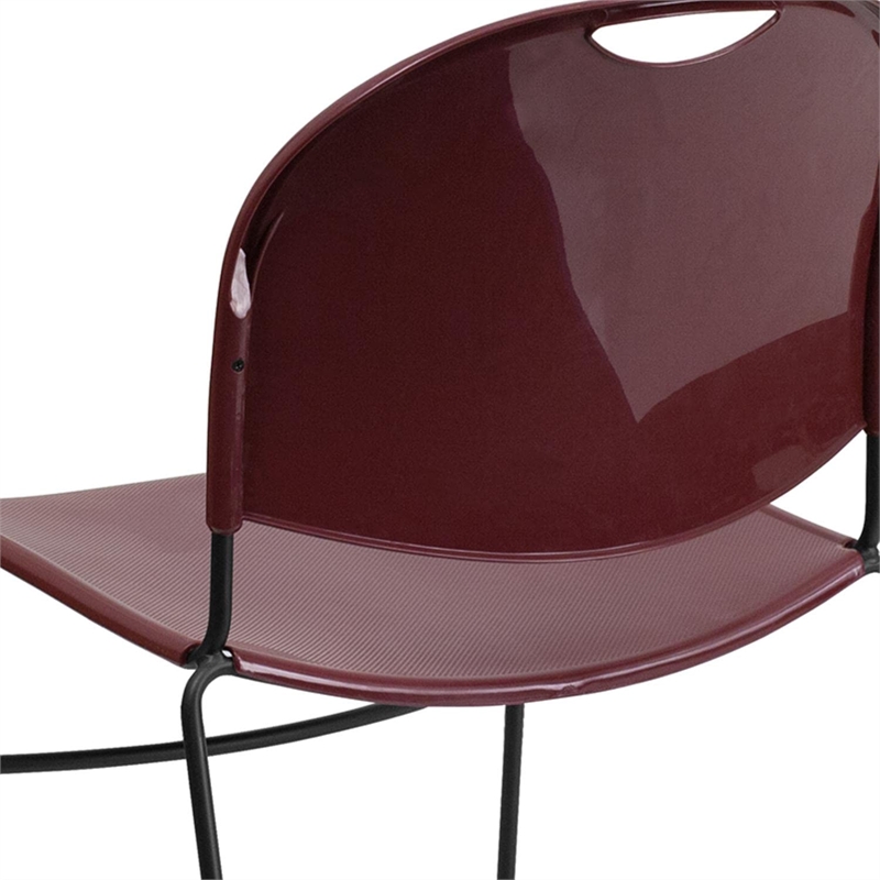 Flash Furniture Hercules Ultra Compact Stacking Chair in Burgundy and Black