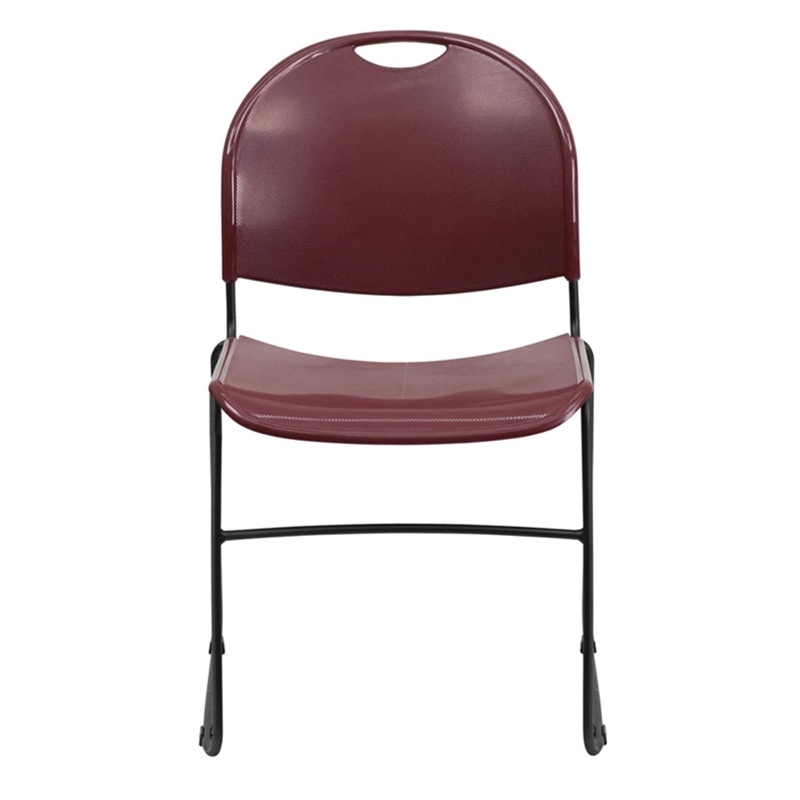 Flash Furniture Hercules Ultra Compact Stacking Chair in Burgundy and Black