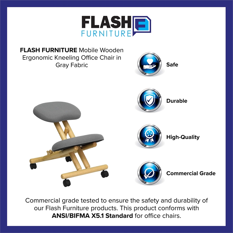 Flash Furniture Mobile Ergonomic Kneeling Office Chair in Gray