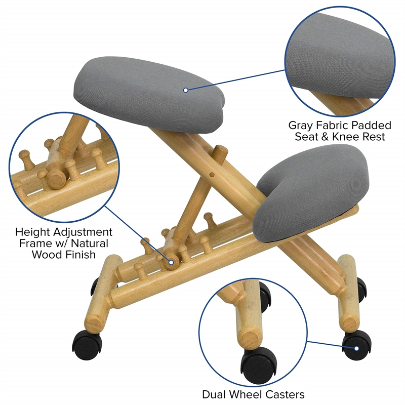 Flash Furniture Mobile Ergonomic Kneeling Office Chair in Gray