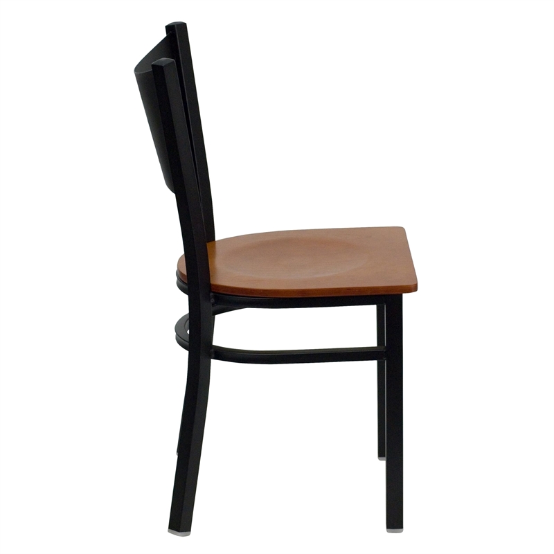 Flash Furniture Hercules Black Back Metal Dining Chair in Cherry