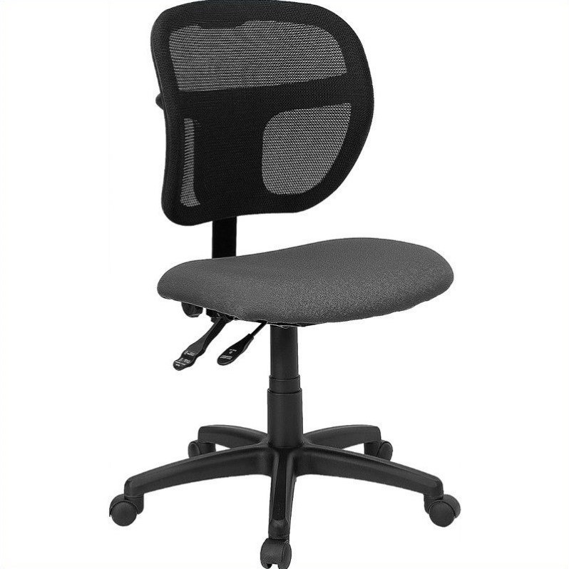 Flash Furniture Mid-Back Mesh Office Swivel Chair with Gray Fabric Seat