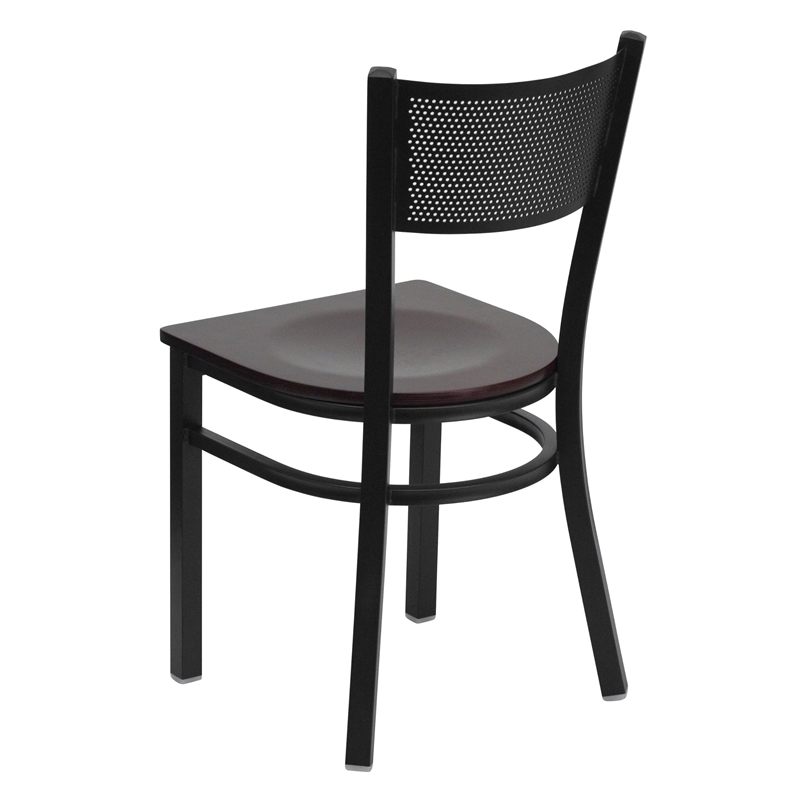 Flash Furniture Hercules Black Back Metal Dining Chair in Mahogany