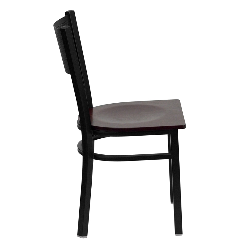 Flash Furniture Hercules Black Back Metal Dining Chair in Mahogany