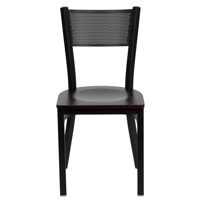Flash Furniture Hercules Black Back Metal Dining Chair in Mahogany