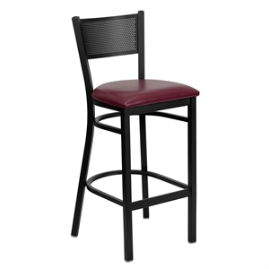 Flash Furniture Metal Restaurant Bar Stool in Black and Burgundy