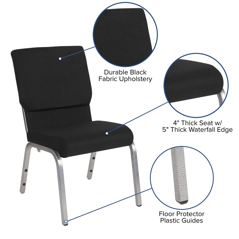 Flash Furniture Hercules Church Stacking Guest Chair in Black