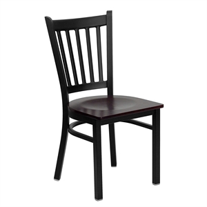 Flash Furniture Hercules Black Back Metal Dining Chair in Mahogany