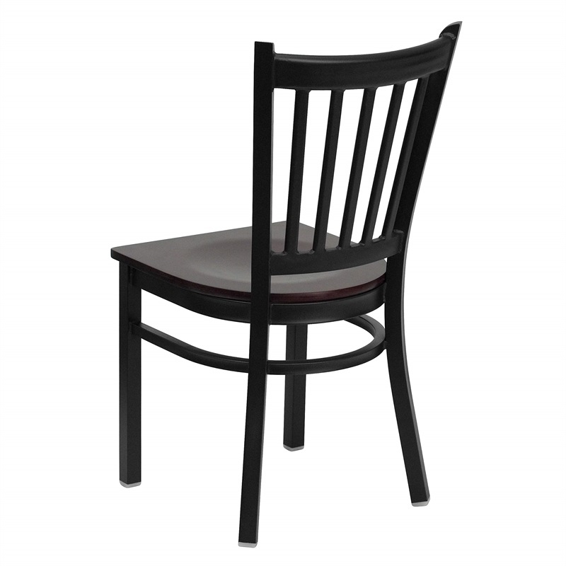Flash Furniture Hercules Black Back Metal Dining Chair in Mahogany