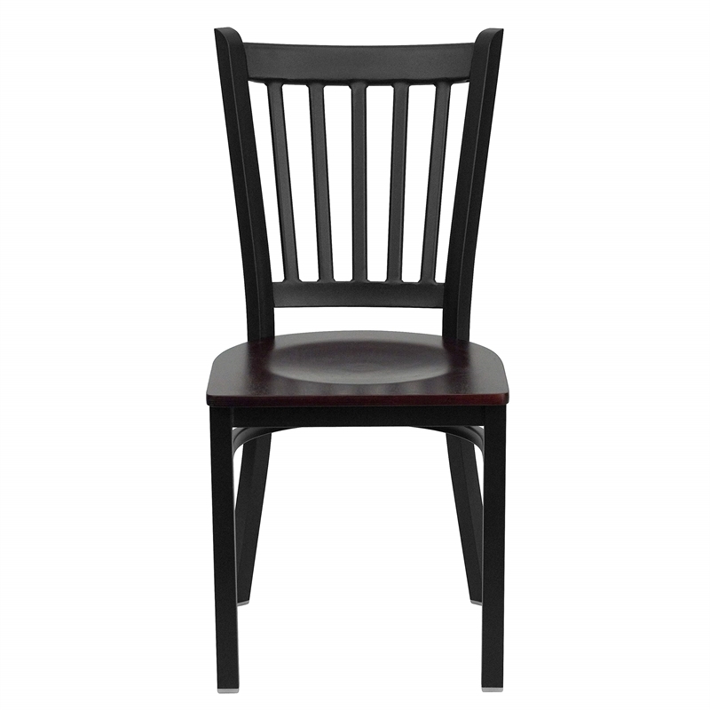 Flash Furniture Hercules Black Back Metal Dining Chair in Mahogany
