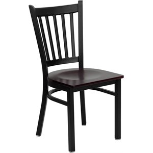flash furniture hercules vertical back metal wood seat restaurant dining side chair in black